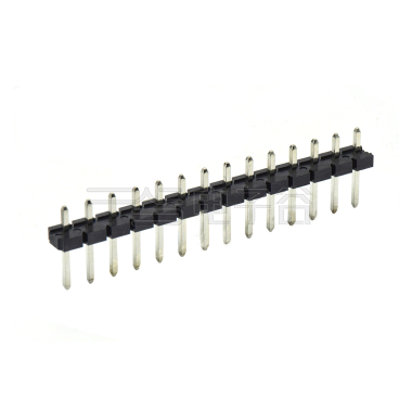 Pitch 5.08mm 180° 单排针 DIP H2.5 PA8.8 PC2.9 L=14.2 14Pin 黑色 LCP，94V-0 镀雾锡