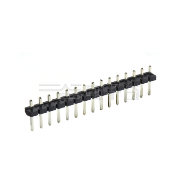 Pitch 5.08mm 180° 单排针 DIP H2.5 PA8.8 PC2.9 L=14.2 15Pin 黑色 LCP，94V-0 镀雾锡