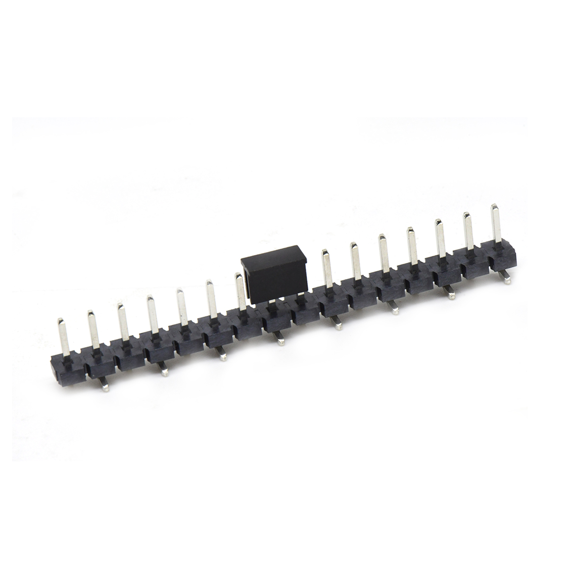 Pitch 5.08mm 180° 单排针 CAP+SMT 第1P朝前 H2.5 PC8.64 16Pin 黑色 LCP,94V-0 镀雾锡
