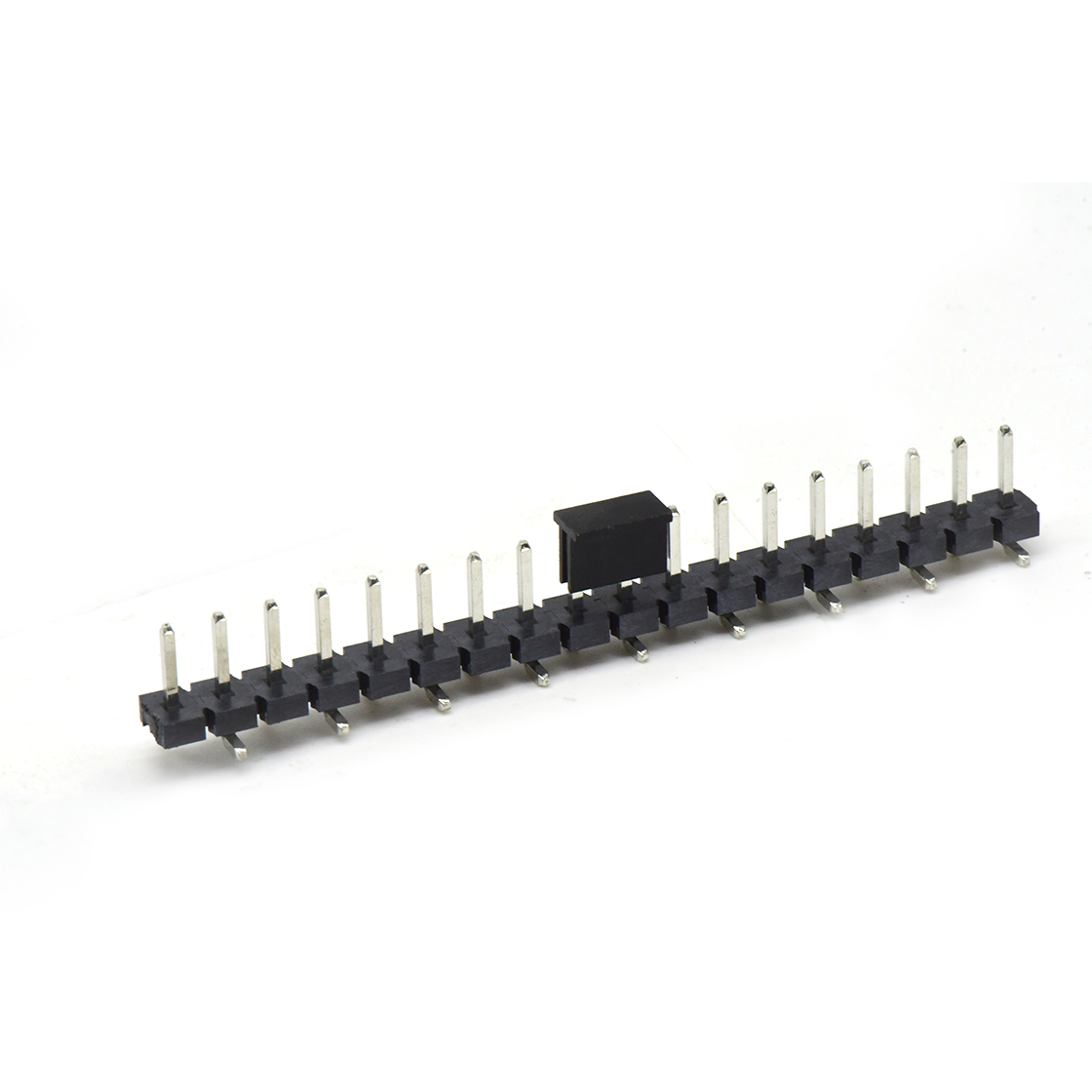 Pitch 5.08mm 180° 单排针 CAP+SMT 第1P朝前 H2.5 PC8.64 18Pin 黑色 LCP,94V-0 镀雾锡