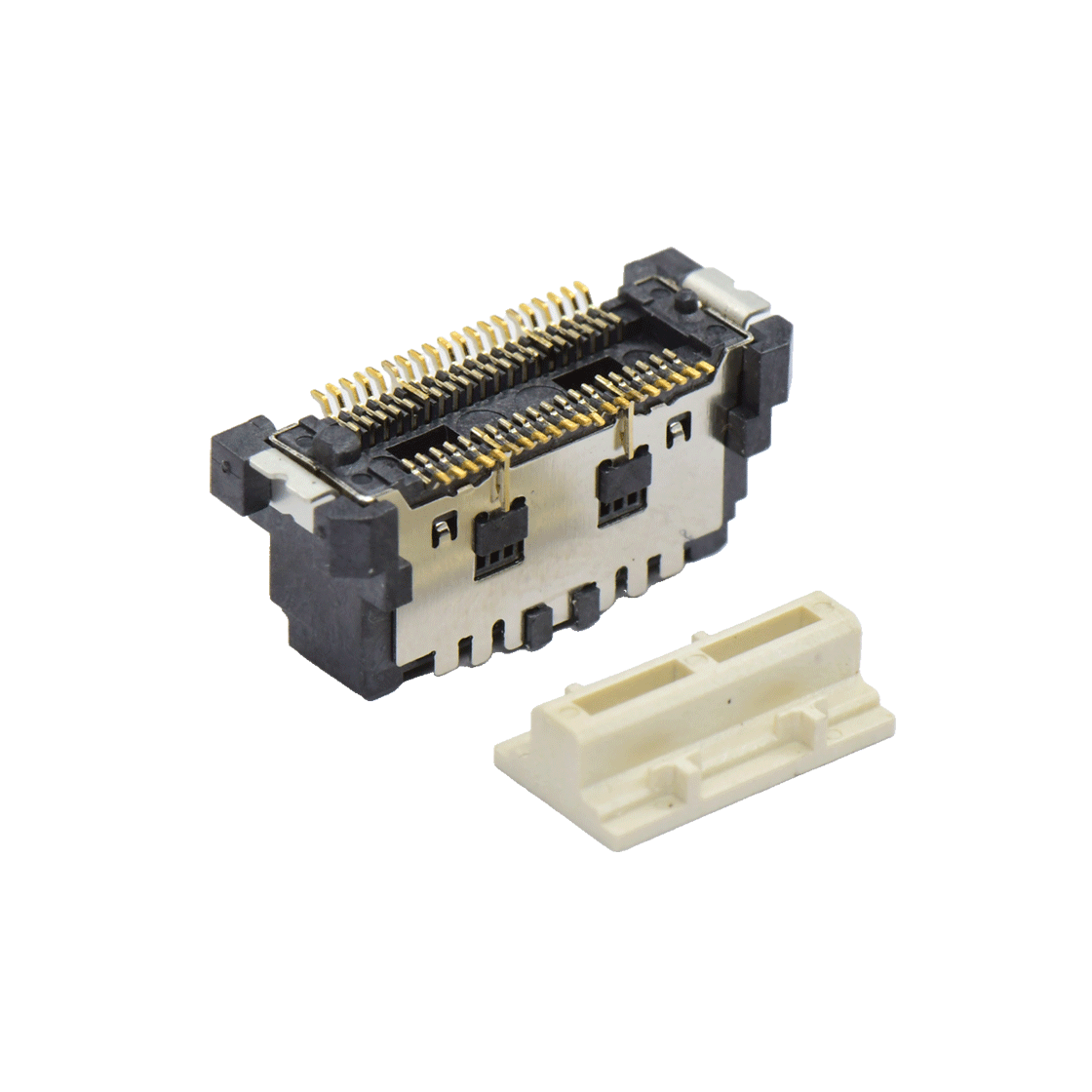 COMe连接器公座H7.45系列(8G) 0.5mm 40Pin BTB屏蔽式双排SMT连接器 黑色 镀金8u"