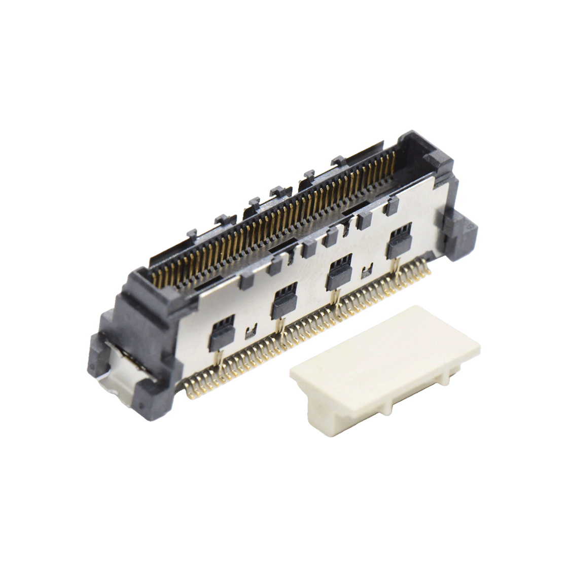COMe连接器公座H7.45系列(8G) 0.5mm 80Pin BTB屏蔽式双排SMT连接器 黑色 镀金8u"