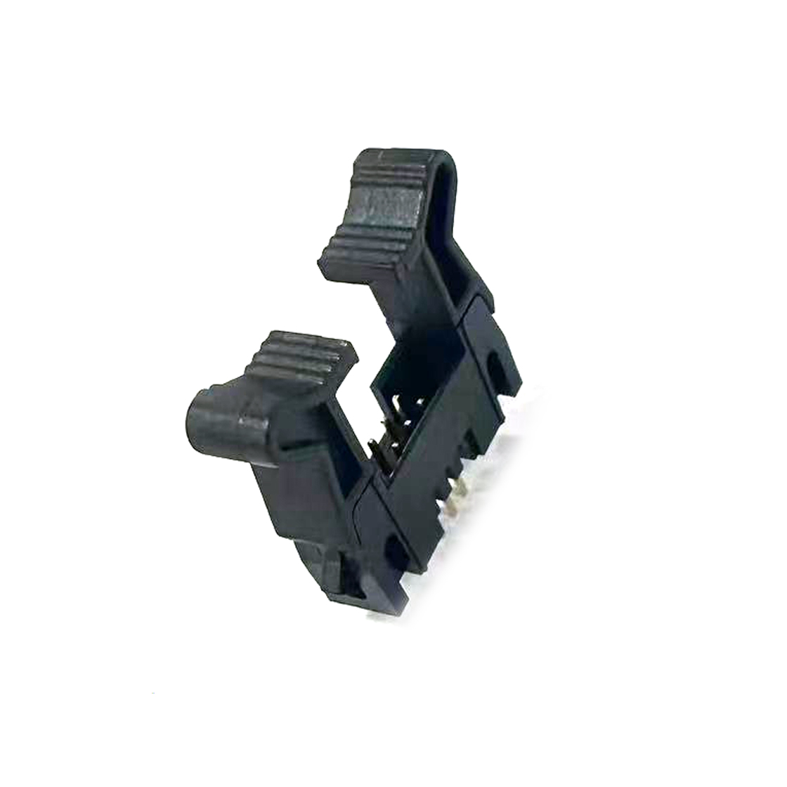 Pitch 2.0mm 180°双排 DIP 牛角 高耳 PC:3.0MM 2X03Pin 黑色 PA6T，94V-0 镀全金G/F