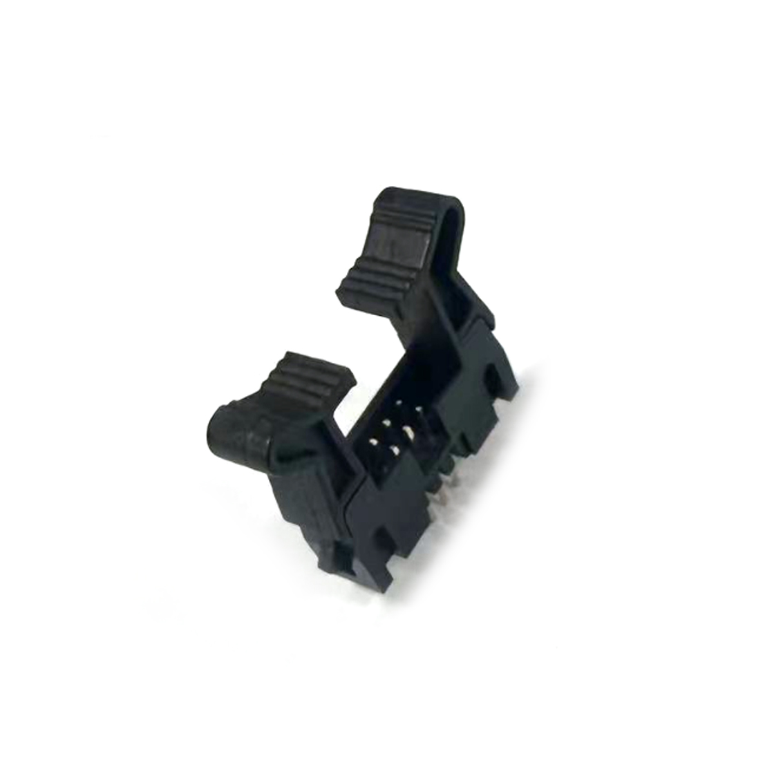 Pitch 2.0mm 180°双排 DIP 牛角 高耳 PC:3.0MM 2X03Pin 黑色 PA6T，94V-0 镀全金G/F