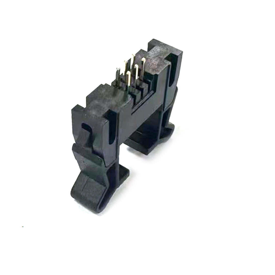 Pitch 2.0mm 180°双排 DIP 牛角 高耳 PC:3.0MM 2X03Pin 黑色 PA6T，94V-0 镀全金G/F