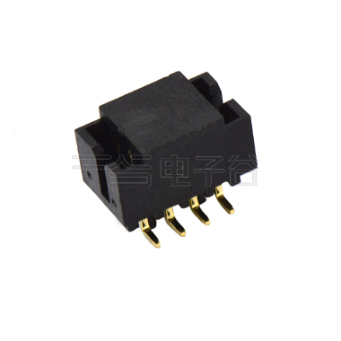 Pitch 2.00mm 简牛 塑高6.4 SMT+CAP 带柱带窗口 2X4P 黑色 PA9T,94V-0 镀全金G/F
