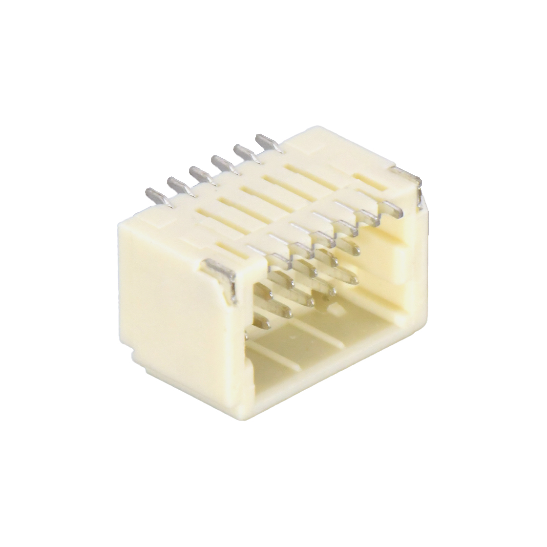 Pitch 1.00mm 90º 双排卧贴Wafer 2x6Pin 本色 镀亮锡