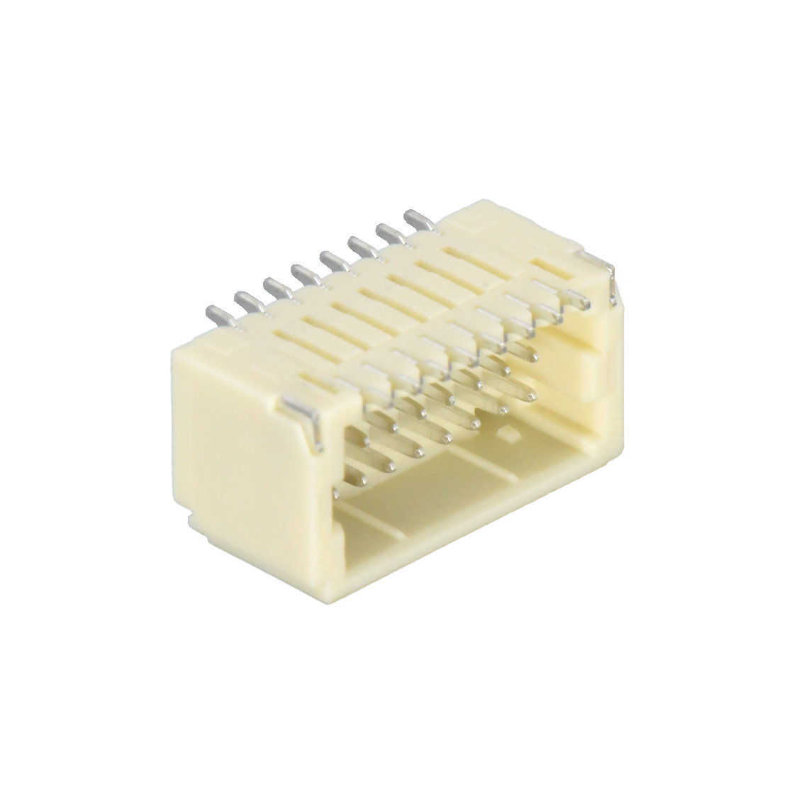 Pitch 1.00mm 90º 双排卧贴Wafer 2x8Pin 本色 镀亮锡