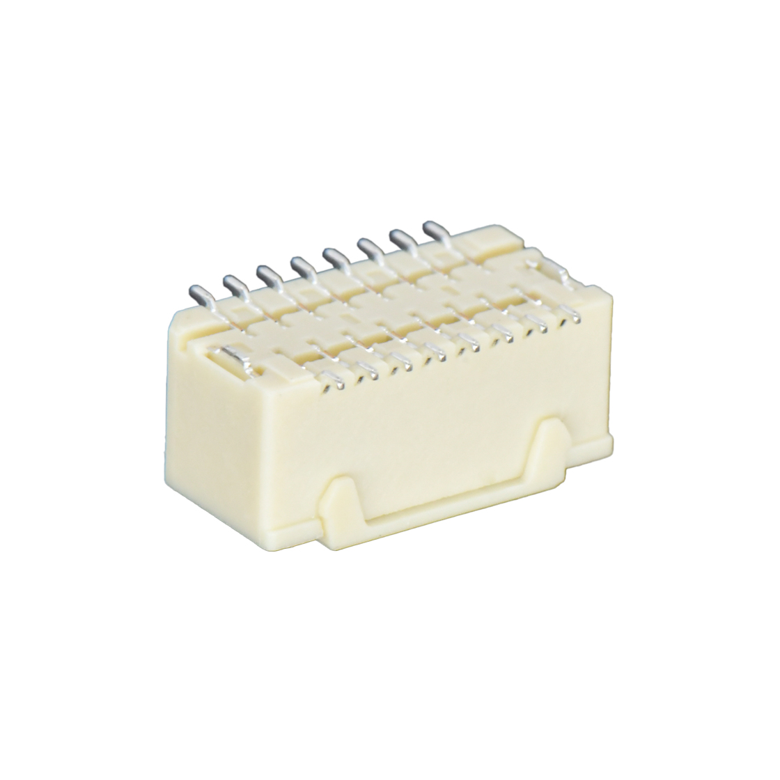 Pitch 1.00mm 180° 双排立贴无柱带吸附盖Wafer 2x8Pin 本色 镀亮锡