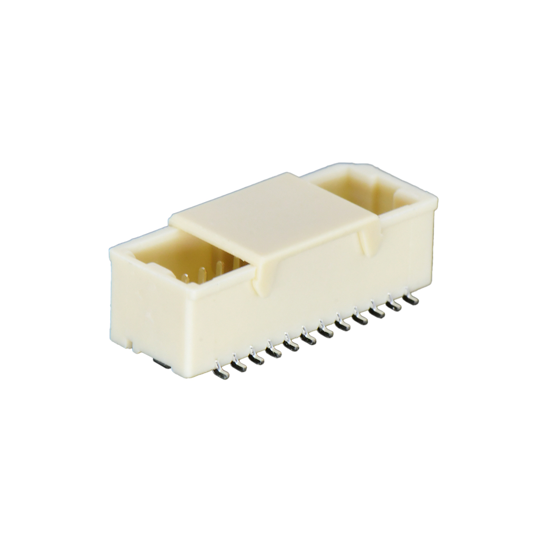 Pitch 1.00mm 180° 双排立贴无柱带吸附盖Wafer 2x12Pin 本色 镀亮锡