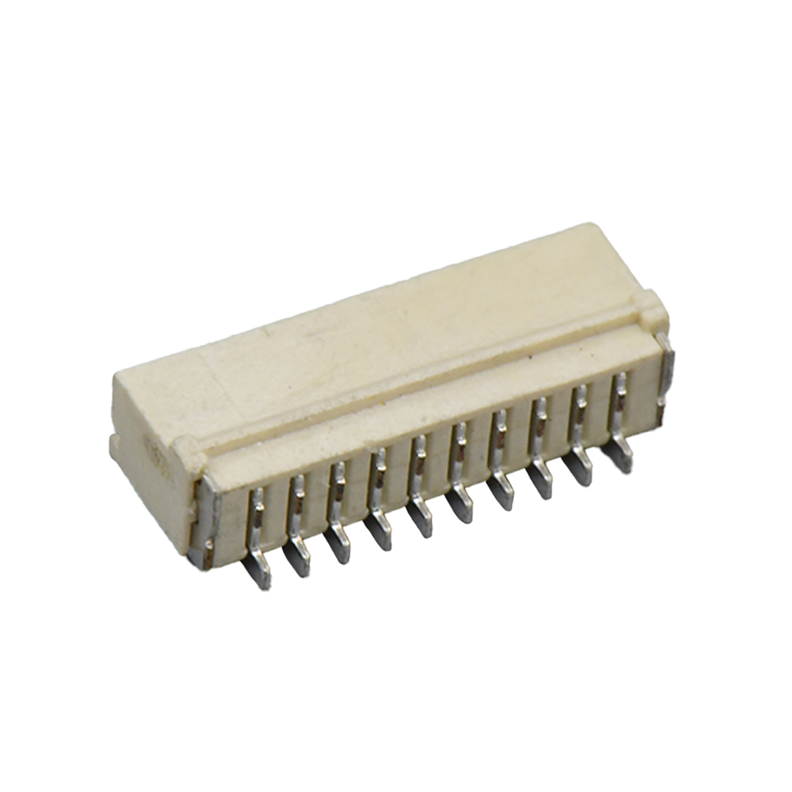 Pitch1.0mm 90°单排带扣卧贴 Wafer 10Pin 本色 镀亮锡