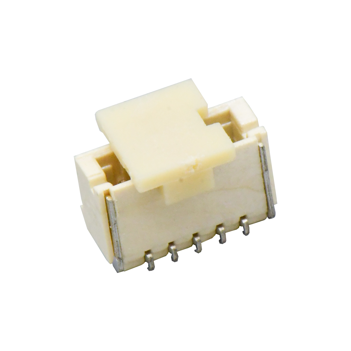 Pitch 1.00mm 180° NHB单排带扣立贴 Wafer 5Pin 本色 镀亮锡