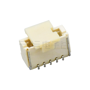 Pitch 1.00mm 180° NHB单排带扣立贴 Wafer 5Pin 本色 镀亮锡