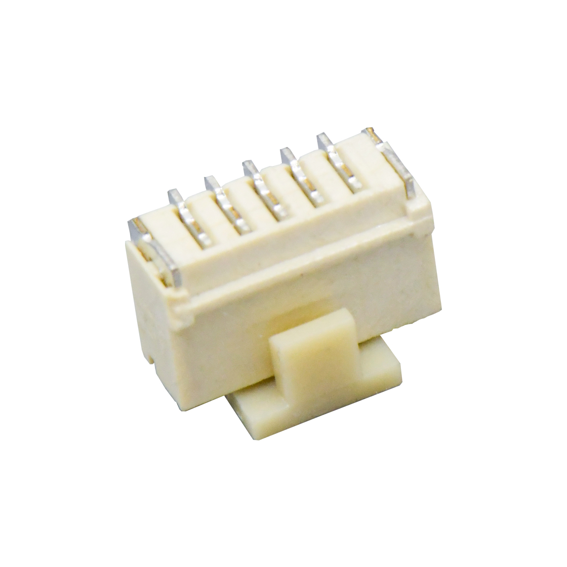 Pitch 1.00mm 180° NHB单排带扣立贴 Wafer 5Pin 本色 镀亮锡