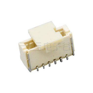 Pitch 1.00mm 180° NHB单排带扣立贴 Wafer 6Pin 本色 镀亮锡