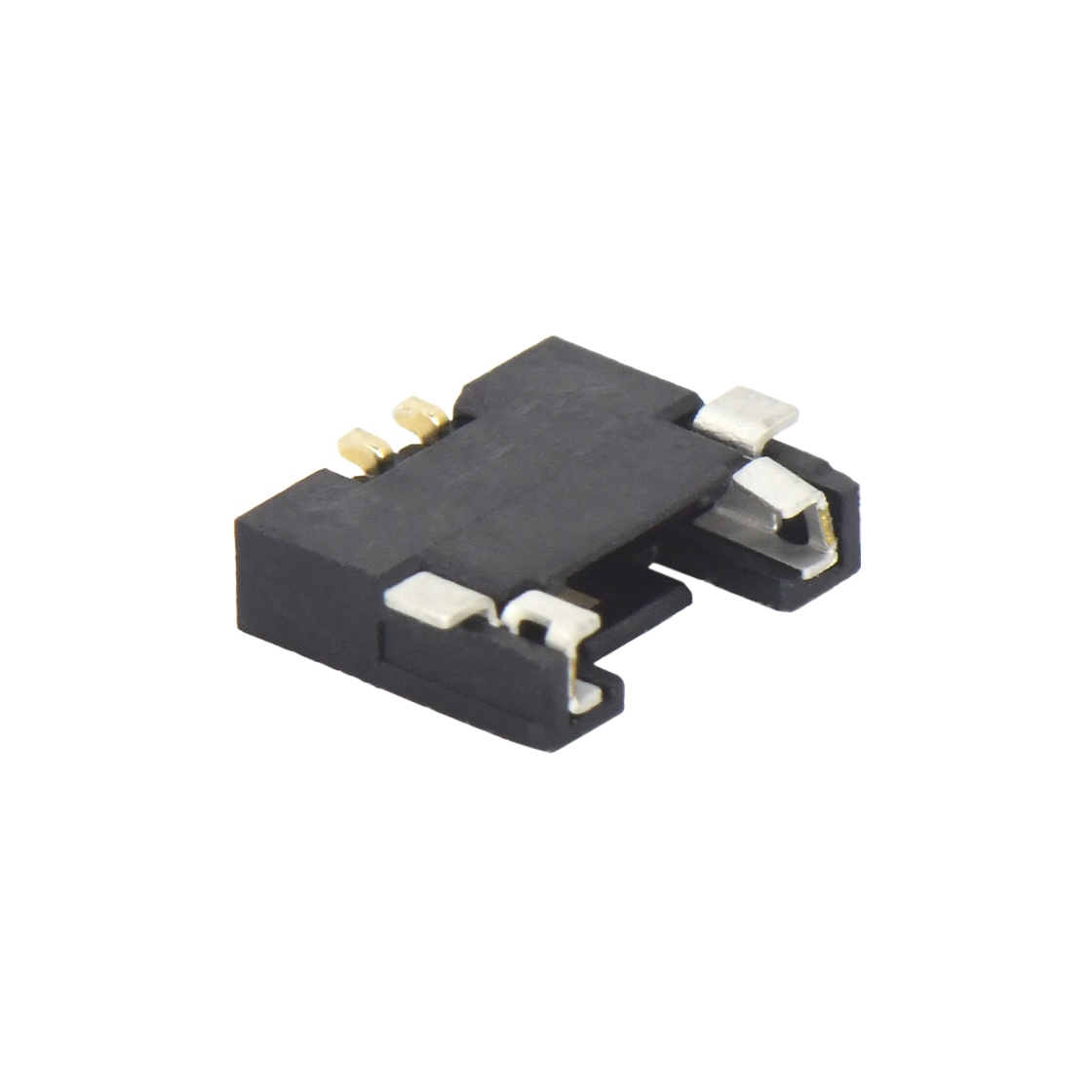 Pitch 1.0mm 90°单排卧贴 Wafer PA4T 无卤 02pin 黑色 镀全金G/F