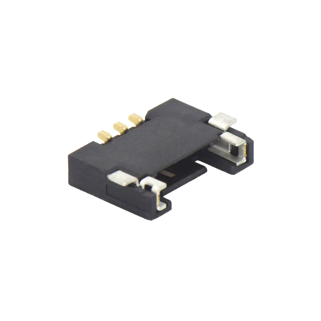 Pitch 1.0mm 90°单排卧贴 Wafer PA4T 无卤 03pin 黑色 镀全金G/F