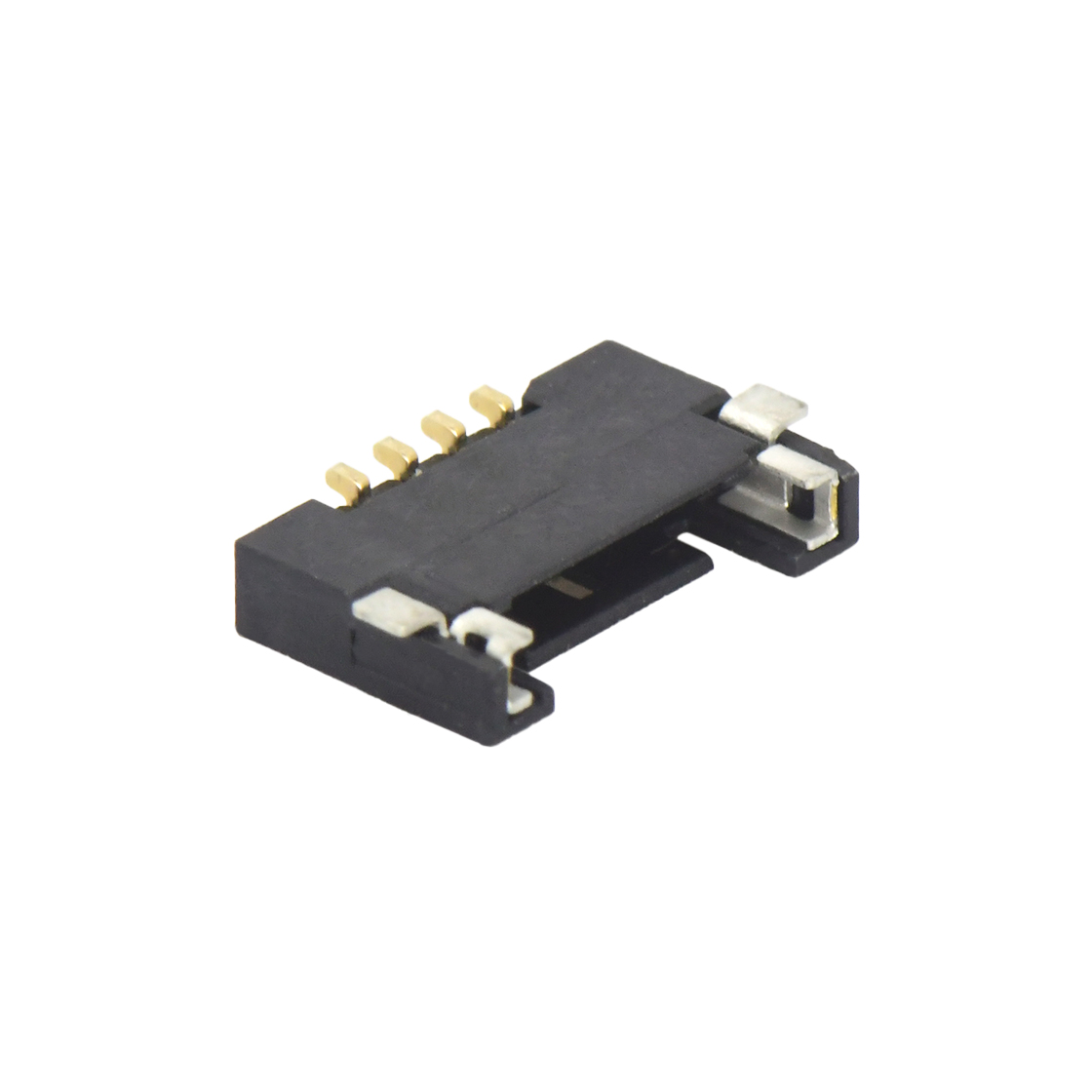 Pitch 1.0mm 90°单排卧贴 Wafer PA4T 无卤 04pin 黑色 镀全金G/F