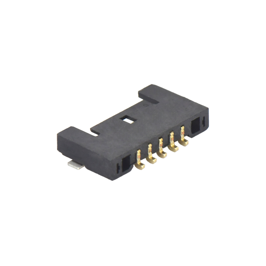 Pitch 1.0mm 90°单排卧贴 Wafer PA4T 无卤 05pin 黑色 镀全金G/F