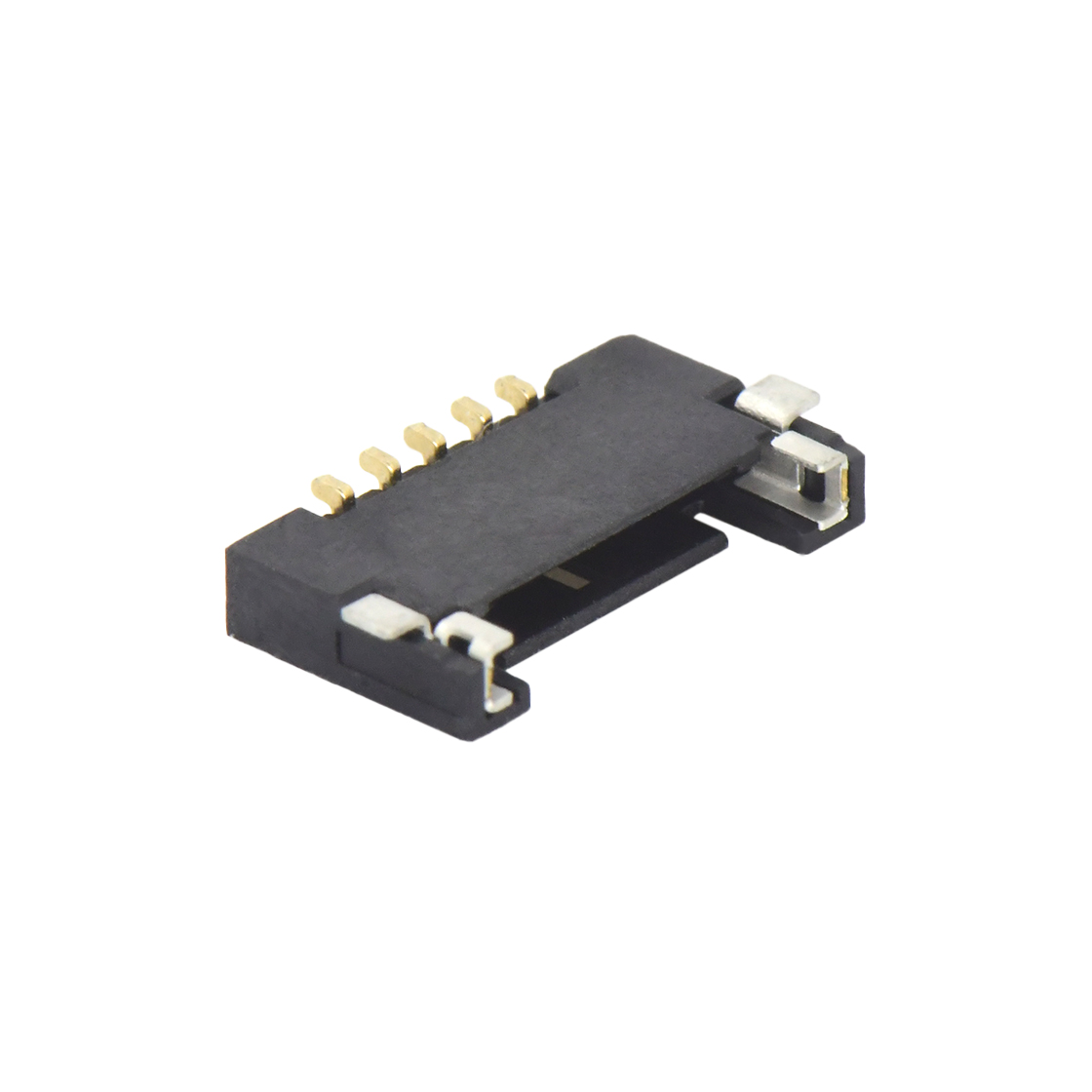 Pitch 1.0mm 90°单排卧贴 Wafer PA4T 无卤 05pin 黑色 镀全金G/F