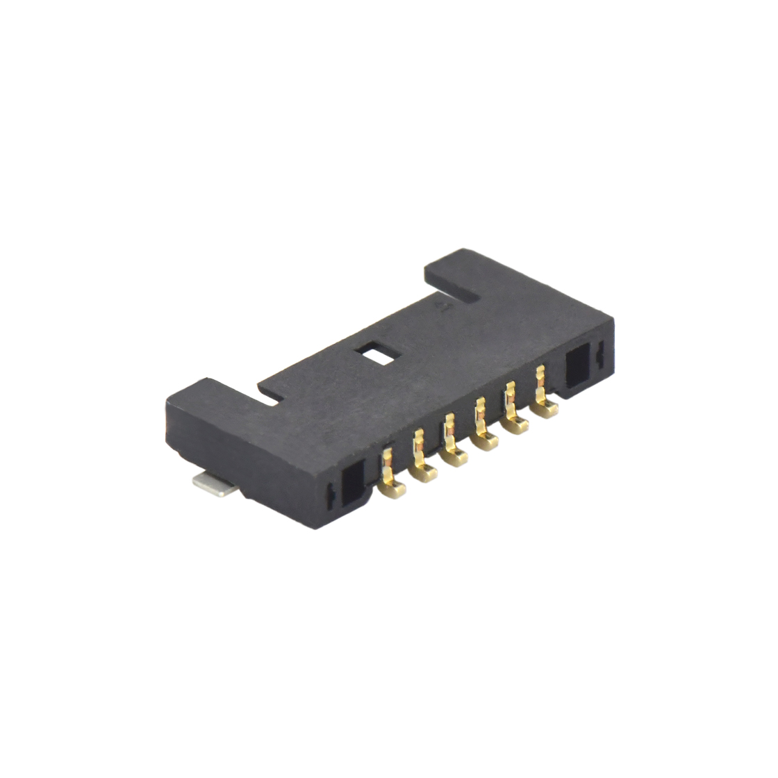 Pitch 1.0mm 90°单排卧贴 Wafer PA4T 无卤 06pin 黑色 镀全金G/F