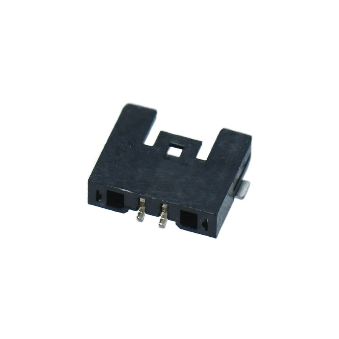 Pitch 1.0mm 90°单排卧贴 Wafer PA4T 无卤 02pin 黑色 镀全金G/F