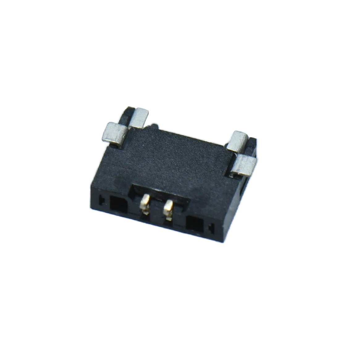 Pitch 1.0mm 90°单排卧贴 Wafer PA4T 无卤 02pin 黑色 镀全金G/F