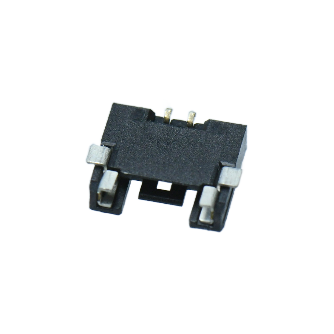 Pitch 1.0mm 90°单排卧贴 Wafer PA4T 无卤 02pin 黑色 镀全金G/F