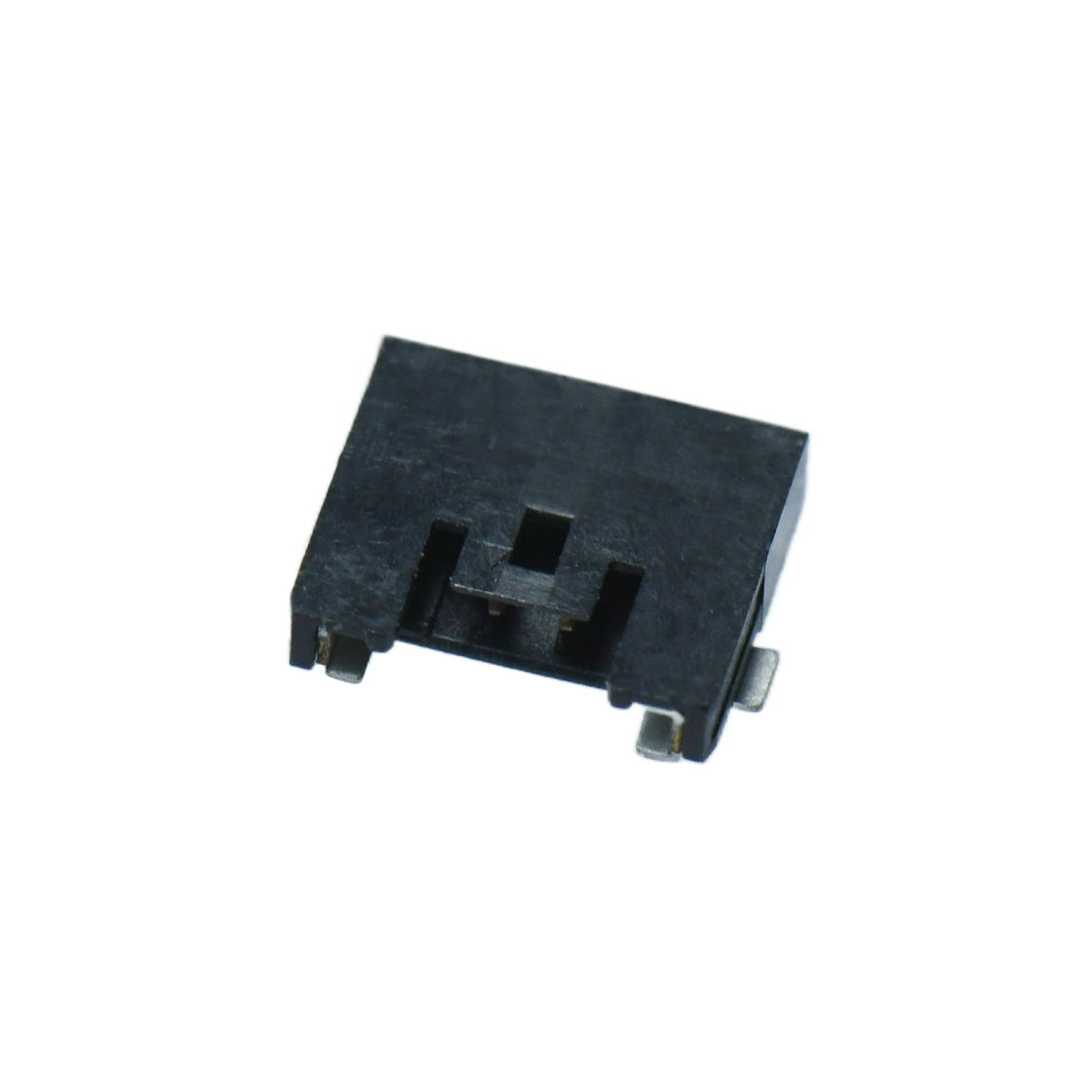 Pitch 1.0mm 90°单排卧贴 Wafer PA4T 无卤 02pin 黑色 镀全金G/F