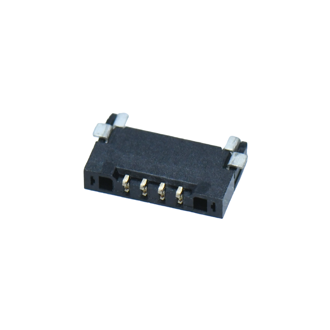 Pitch 1.0mm 90°单排卧贴 Wafer PA4T 无卤 04pin 黑色 镀全金G/F