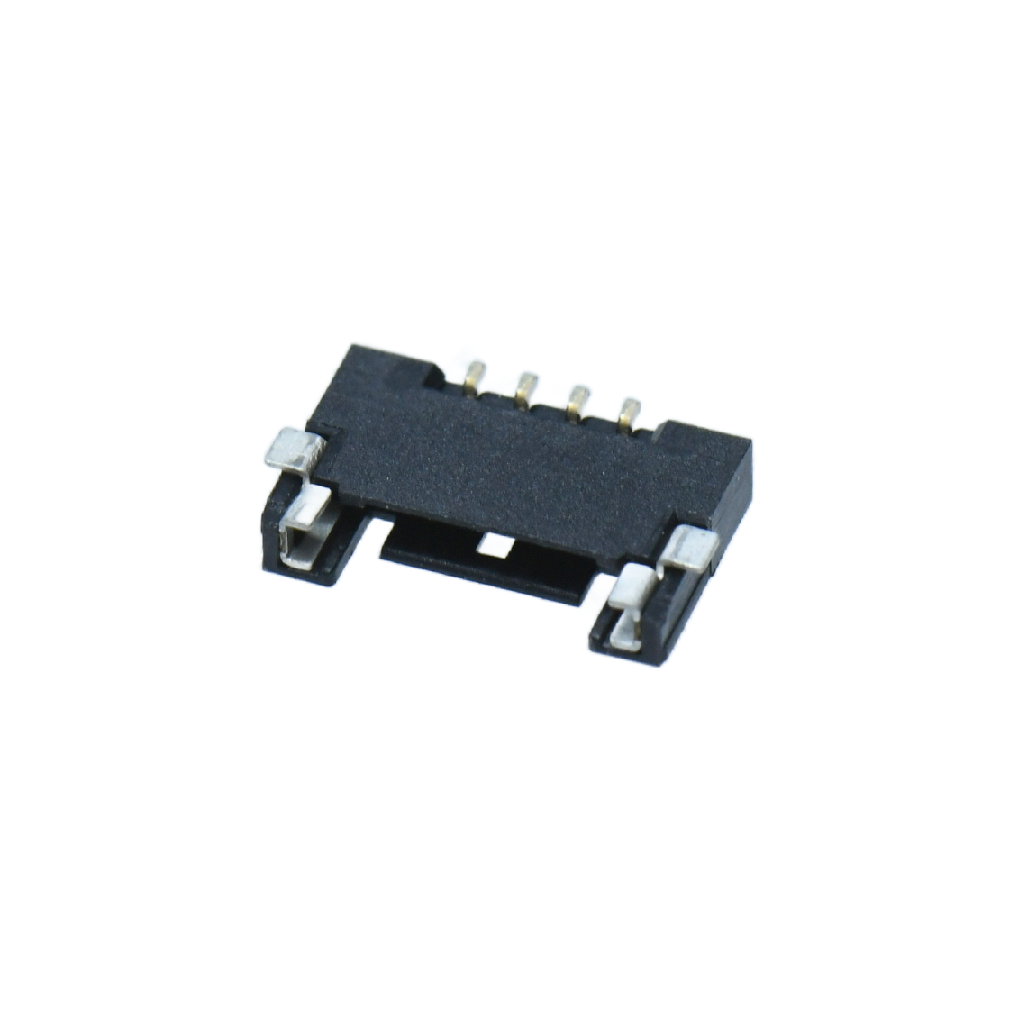 Pitch 1.0mm 90°单排卧贴 Wafer PA4T 无卤 04pin 黑色 镀全金G/F