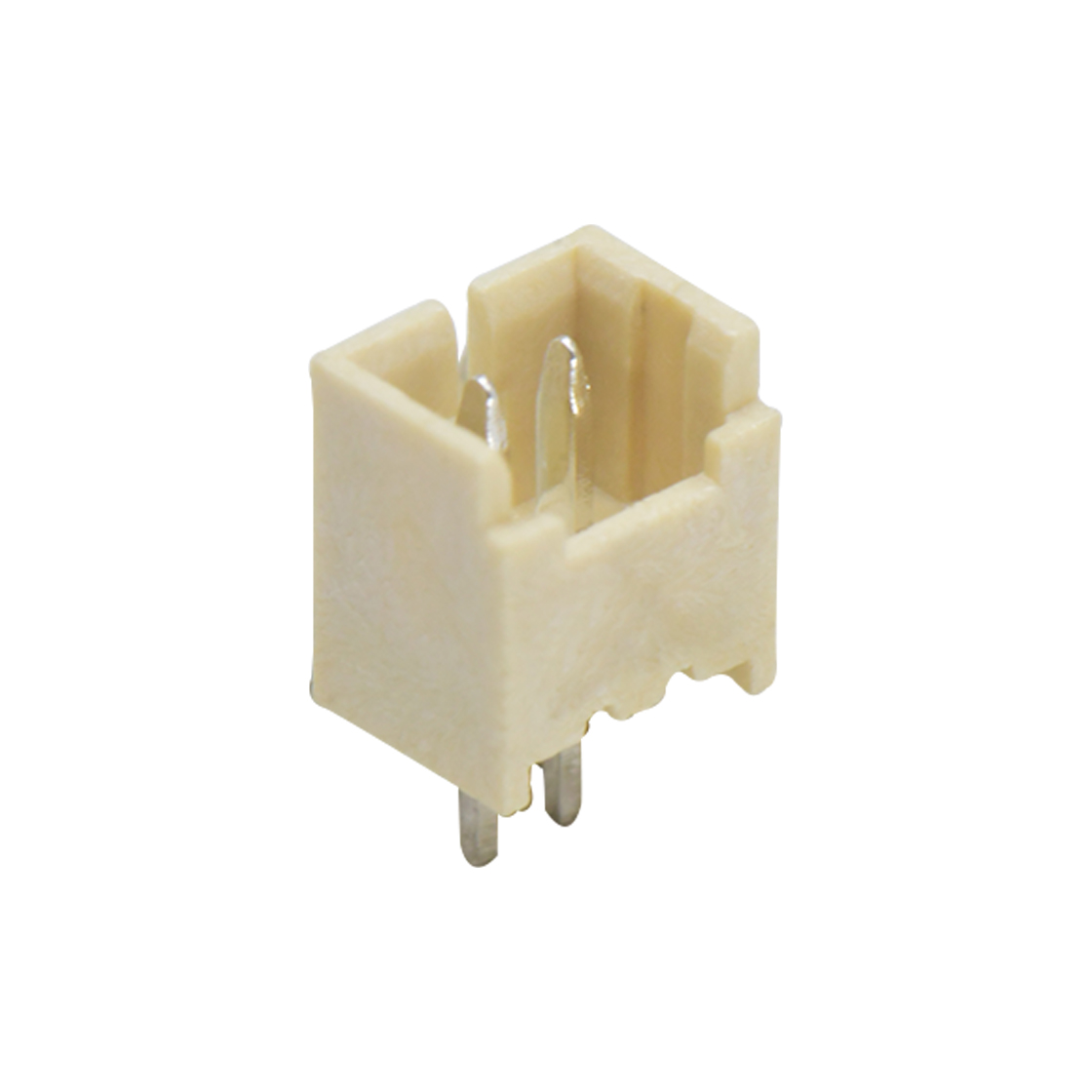 Pitch 1.25mm 180º单排开口立插 Wafer 2Pin 米黄色 亮锡