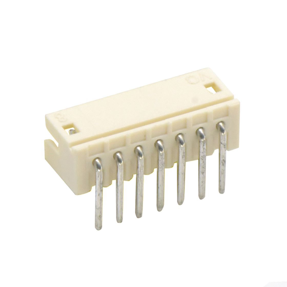 Pitch 1.50mm 90°单排卧插无定位墙 Wafer 7Pin 白色 镀亮锡