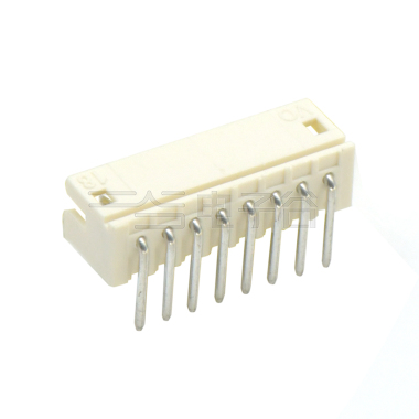 Pitch 1.50mm 90°单排卧插无定位墙 Wafer 8Pin 白色 镀亮锡