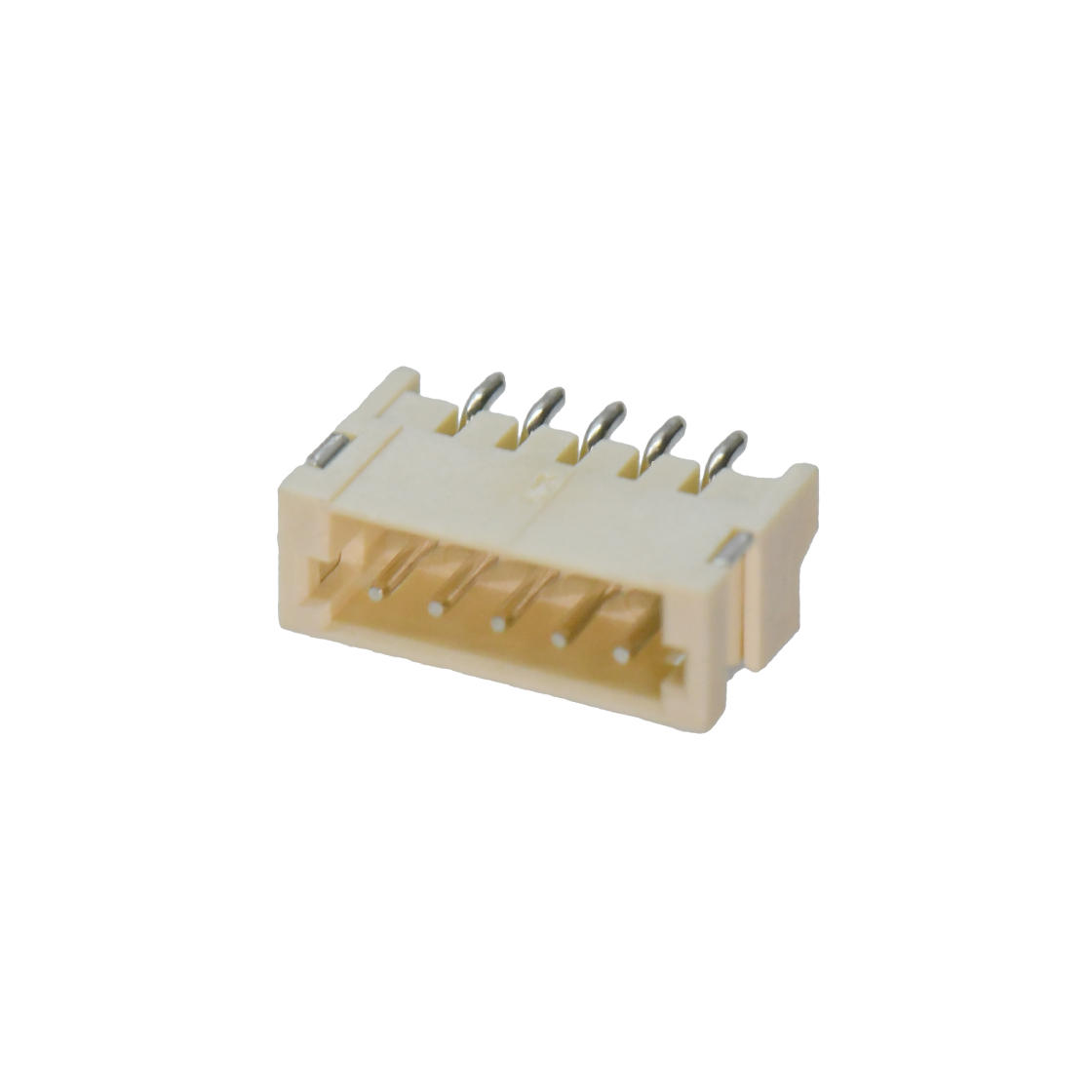 Pitch1.50mm 90°ZH单排卧贴 无卤 Wafer 5Pin 本色 LCP,94V-0 镀亮锡
