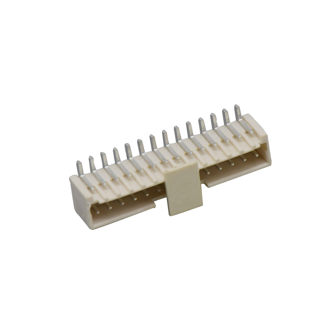 Pitch 1.50mm 180°单排立贴带扣 Wafer 14Pin 本色 镀雾锡