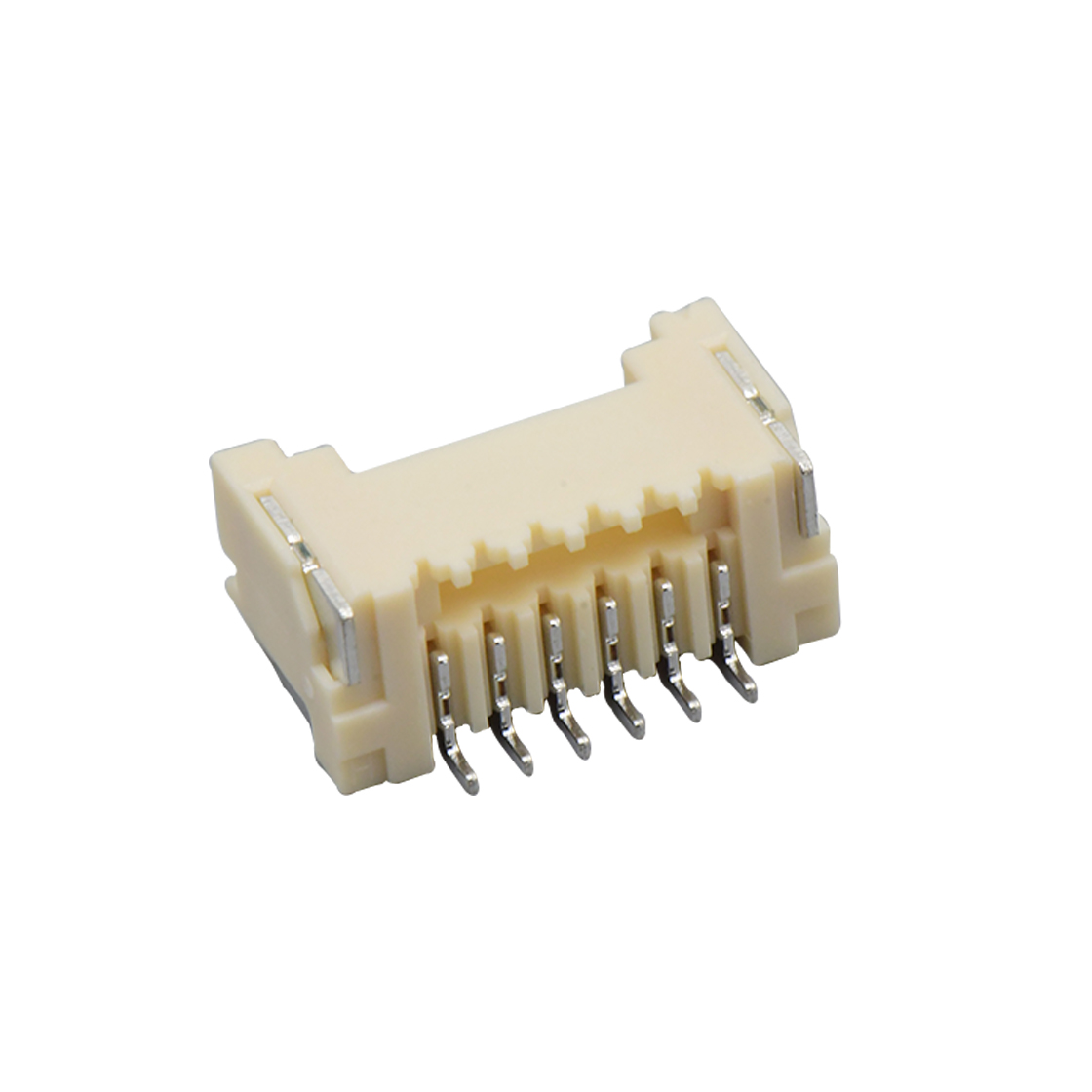 Pitch1.50mm 90°单排卧贴 Wafer 无LOGO 6Pin 本色 镀亮锡