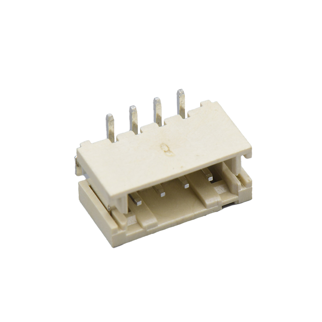 Pitch 2.00mm 180°单排立贴 Wafer 4pin 米黄色 镀亮锡