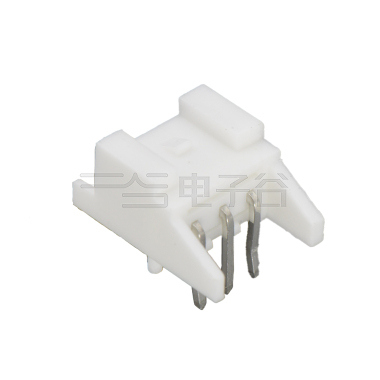 Pitch 2.00mm 90°单排卧插带柱 Wafer 3Pin 白色 镀亮锡