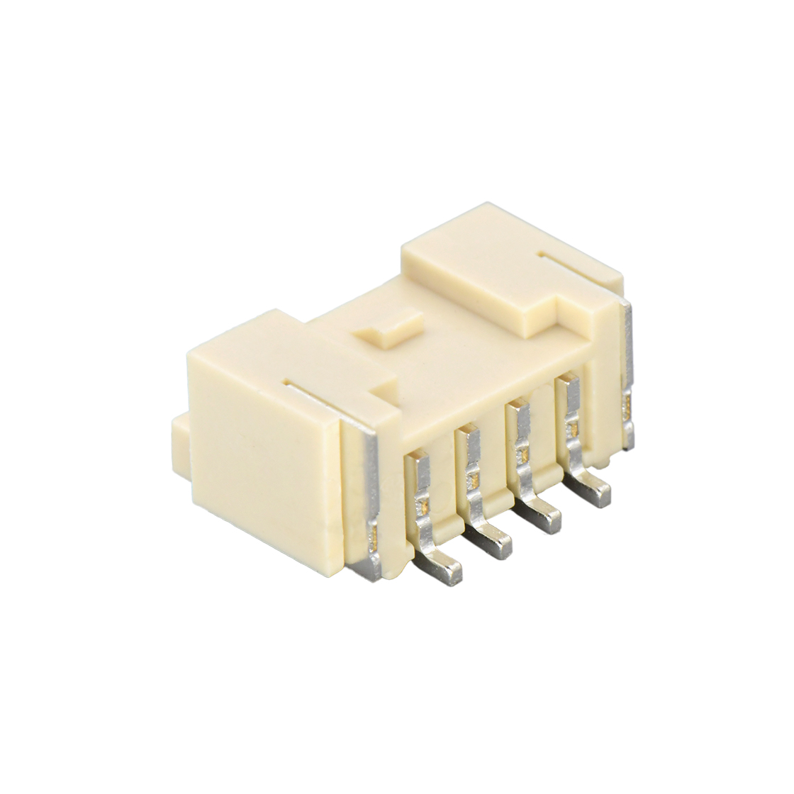 Pitch 2.00mm 90°PA单排卧贴 Wafer LCP 4Pin 米黄色 镀亮锡