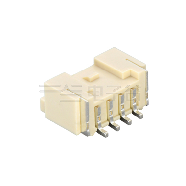 Pitch 2.00mm 90°PA单排卧贴 Wafer LCP 4Pin 米黄色 镀亮锡