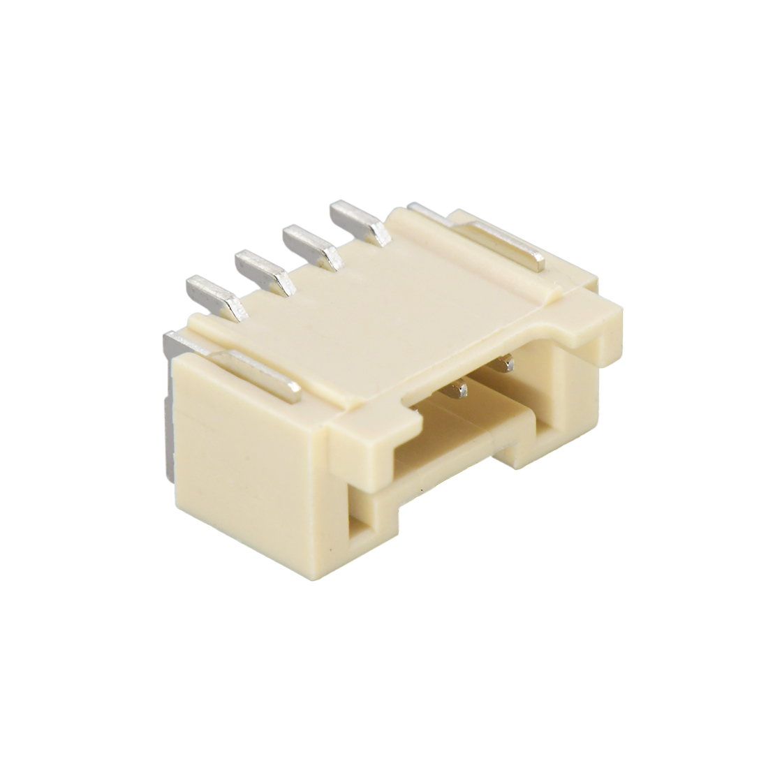 Pitch 2.00mm 90°PA单排卧贴 Wafer LCP 4Pin 米黄色 镀亮锡