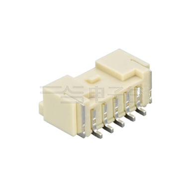 Pitch 2.00mm 90°PA单排卧贴 Wafer LCP 5Pin 米黄色 镀亮锡