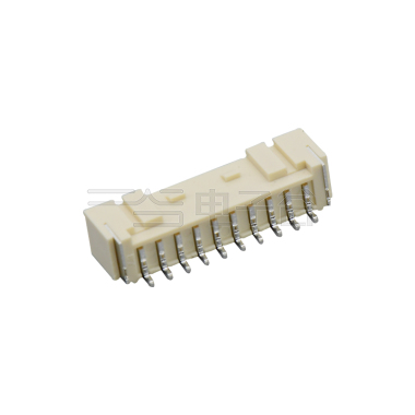Pitch 2.0mm 90°PA单排卧贴 Wafer 10pin 米黄色 PA10T,UL94V-0 镀亮锡