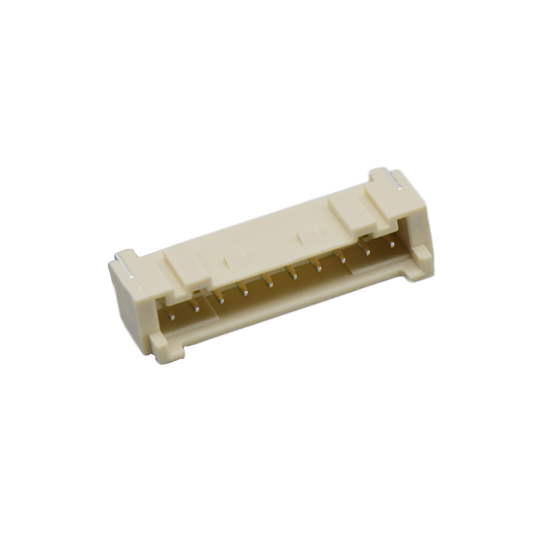 Pitch 2.0mm 90°PA单排卧贴 Wafer 10pin 米黄色 PA10T,UL94V-0 镀亮锡