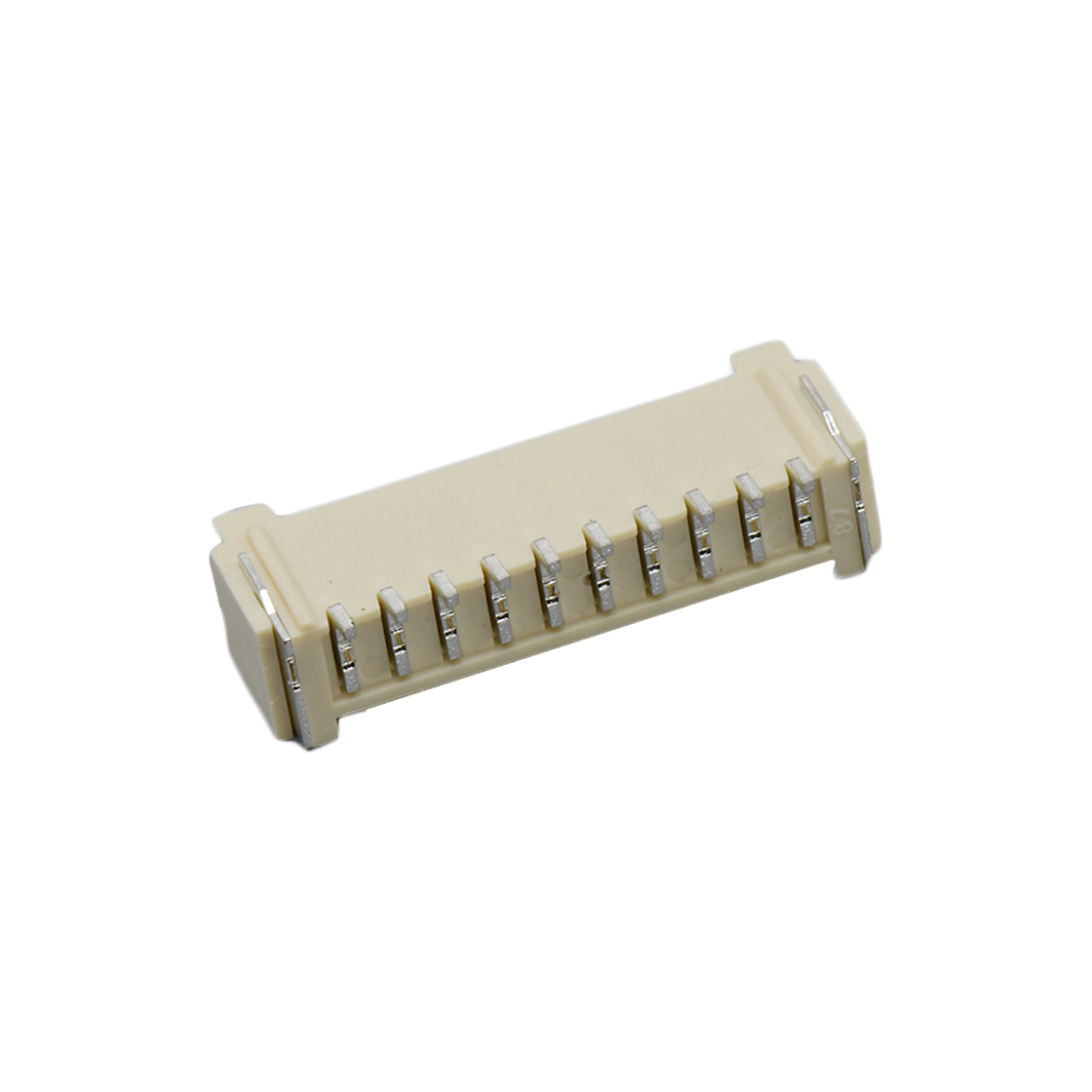 Pitch 2.0mm 90°PA单排卧贴 Wafer 10pin 米黄色 PA10T,UL94V-0 镀亮锡