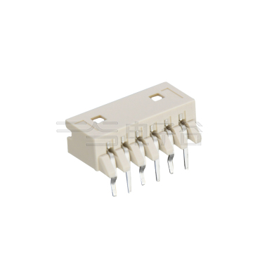 Pitch2.00mm 180°单排立插打外K Wafer 6Pin 本色 镀亮锡
