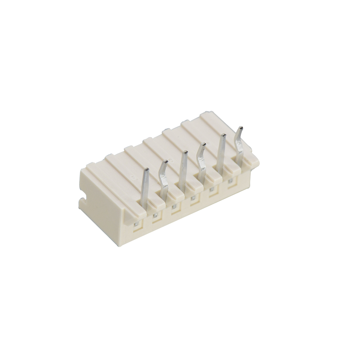 Pitch2.00mm 180°单排立插打外K Wafer 6Pin 本色 镀亮锡