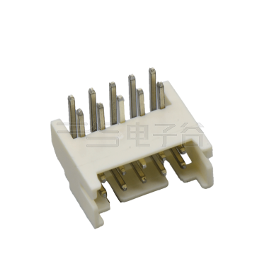 Pitch 2.00mm 90°双排卧插带扣带定位墙 Wafer无卤 2x5pin 白色 镀亮锡