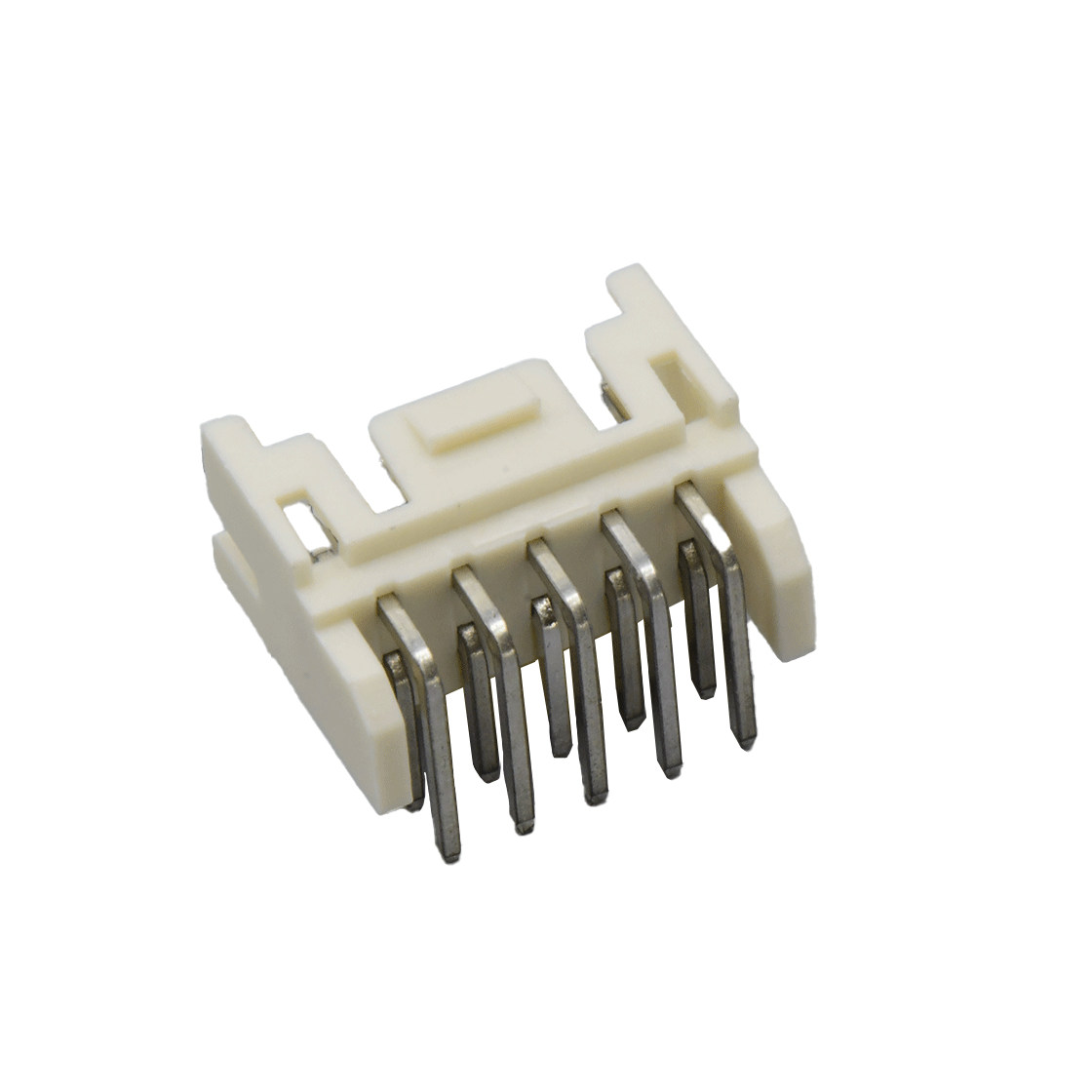 Pitch 2.00mm 90°双排卧插带扣带定位墙 Wafer无卤 2x5pin 白色 镀亮锡